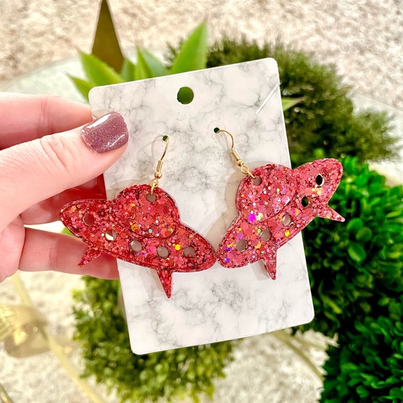 Acrylic Spaceship Earrings - Picture 6 of 9